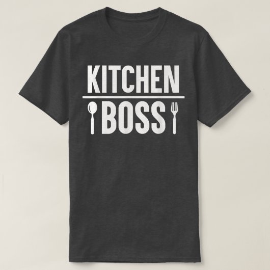 Humor boss in de keukenbadas t-shirt (Design voorkant)