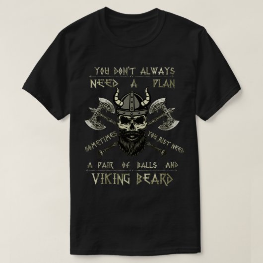 Humor Brave Beard Viking Scull T Vikings Ax Mannen T-shirt (Design voorkant)