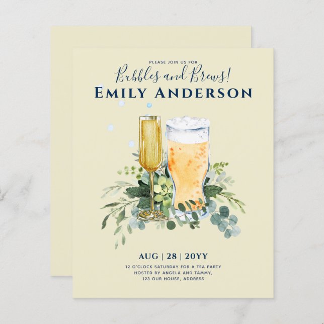 Humor Bubbles n Brews Bier Champers Vrijgezellenfe (Voorkant / Achterkant)