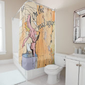Humor Cartoon Funny zingt in de showwer Douchegordijn (In situ)