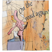 Humor Cartoon Funny zingt in de showwer Douchegordijn (Voorkant)