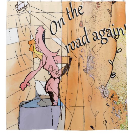 Humor Cartoon Funny zingt in de showwer Douchegordijn (Voorkant)