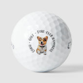 Humor 'Corgi + Golf = Forever Happiness' Fun Joy Golfballen (Voorkant)