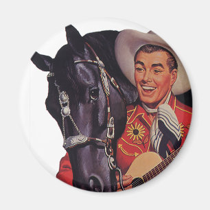 Humor, Cowboy die muziek zingt op zijn paard Magneet