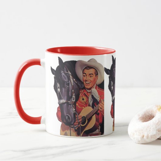 Humor, Cowboy die muziek zingt op zijn paard Mok (Met donut)