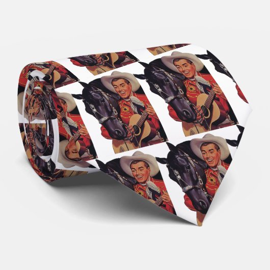  Humor, Cowboy die muziek zingt op zijn paard Stropdas (Opgerold)