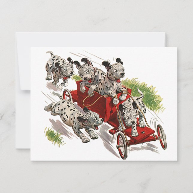  Humor Cute Dalmatian Puppy Dogs Fire Truck (Voorkant)