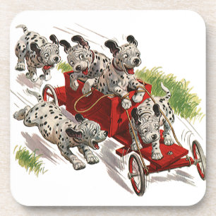 Humor Cute Dalmatian Puppy Dogs Fire Truck Bier Onderzetter