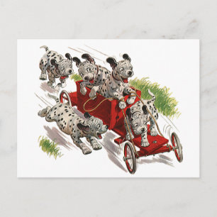 Humor Cute Dalmatian Puppy Dogs Fire Truck Briefkaart