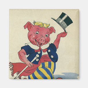 Humor, Cute Happy Dansende Pig Dances Magneet