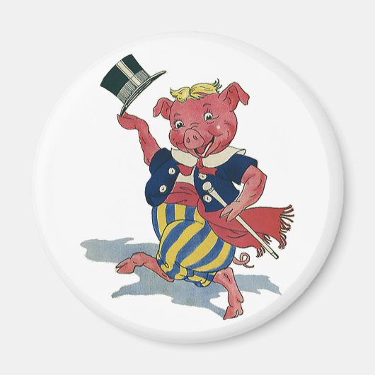  Humor, Cute Happy Dansende Pig Dances Magneet (Voorkant)