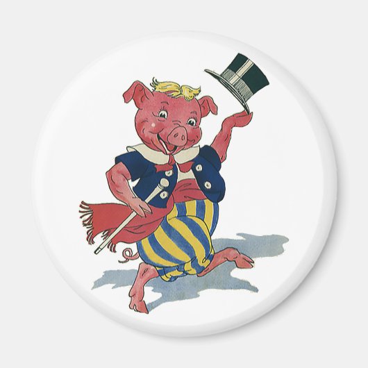  Humor, Cute Happy Dansende Pig Dances Magneet (Voorkant)