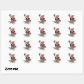  Humor, Cute Happy Dansende Pig Dances Ronde Sticker (Vel)