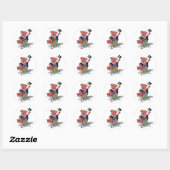  Humor, Cute Happy Dansende Pig Dances Ronde Sticker (Vel)