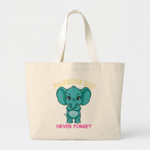 Humor Design Funny Elephants Never Forget Grote Tote Bag