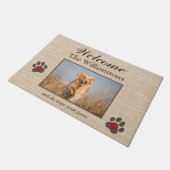 Humor Dog Photo Custom Burlap Textuur Welkom Deurmat (Schuin)