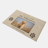 Humor Dog Photo Custom Burlap Textuur Welkom Deurmat (Schuin)