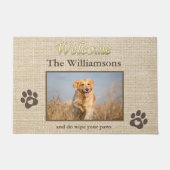 Humor Dog Photo Custom Burlap Textuur Welkom Deurmat (Voorkant)