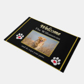 Humor Dog Photo Custom Zwart Goud Welkom Deurmat (Schuin)