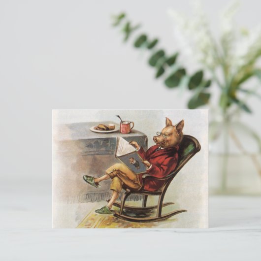  Humor, drager in Rocking-stoel Een boek lezen Briefkaart (Staand voorkant)