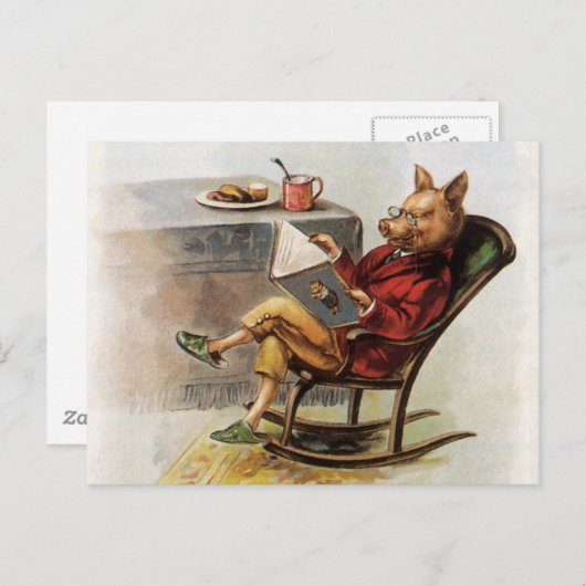  Humor, drager in Rocking-stoel Een boek lezen Briefkaart (Voorkant / Achterkant)