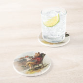 Humor, drager in Rocking-stoel Een boek lezen Zandsteen Onderzetter (Zijkant)