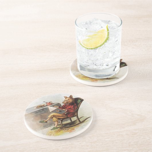  Humor, drager in Rocking-stoel Een boek lezen Zandsteen Onderzetter (Zijkant)