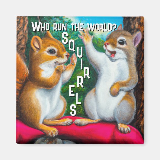 Humor eekhoorn | Funny Squirrelly Art Cute Fridge Magneet (Voorkant)