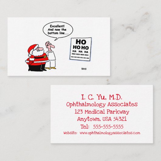 Humor Eye Doctor kerstseizoen Visitekaartje (Voorkant / Achterkant)