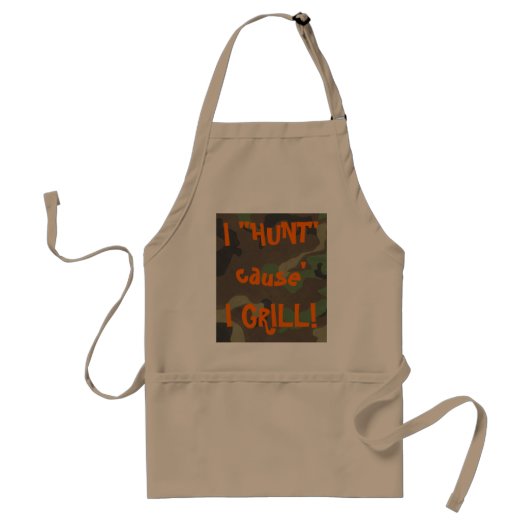 Humor Fun Camo "Hunt want I Grill" Apron Standaard Schort (Voorkant)