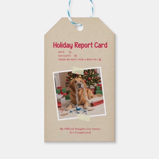 Humor Funny Dog Taped Photo Christmas Holiday Cadeaulabel (Voorkant)
