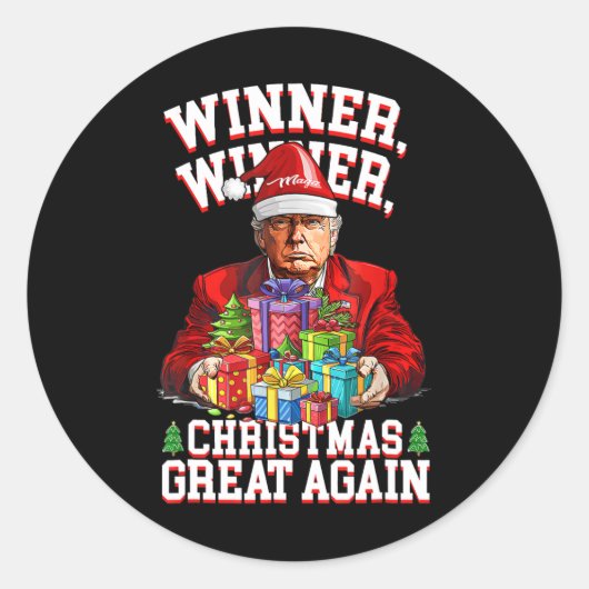 Humor Funny Trump Winner Christmas Great Ag Ronde Sticker (Voorkant)