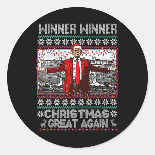 Humor Funny Trump Winner Christmas Great Ag Ronde Sticker (Voorkant)