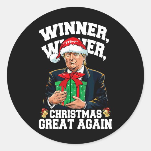 Humor Funny Trump Winner Christmas Great Ag Ronde Sticker (Voorkant)
