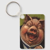 Humor, Funny Victoriaans Pig Laughing Sleutelhanger (Voorkant)