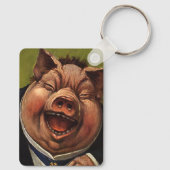 Humor, Funny Victoriaans Pig Laughing Sleutelhanger (Achterkant)