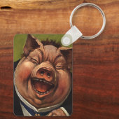 Humor, Funny Victoriaans Pig Laughing Sleutelhanger (Achterkant)