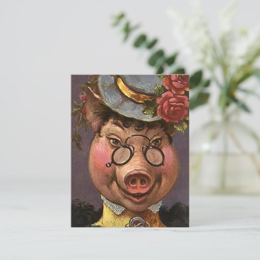  Humor, Gekke en grappig Victoriaans Lady Pig (Staand voorkant)