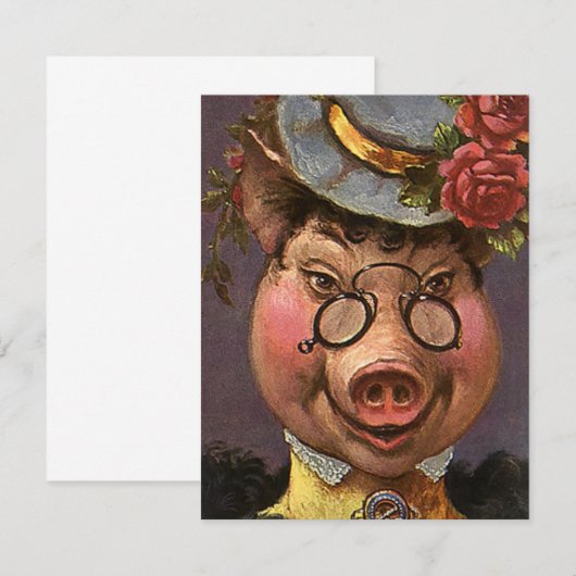  Humor, Gekke en grappig Victoriaans Lady Pig (Voorkant / Achterkant)