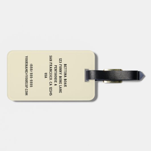  Humor, Gekke en grappig Victoriaans Lady Pig Bagagelabel (Achterkant horizontaal)