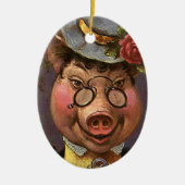  Humor, Gekke en grappig Victoriaans Lady Pig Keramisch Ornament (Voorkant)