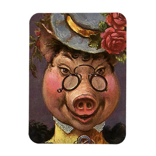  Humor, Gekke en grappig Victoriaans Lady Pig Magneet (Verticaal)
