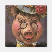 Humor, Gekke en grappig Victoriaans Lady Pig Magneet (Voorkant)