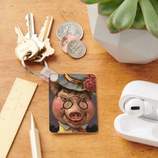  Humor, Gekke en grappig Victoriaans Lady Pig Sleutelhanger (Bureau)