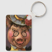  Humor, Gekke en grappig Victoriaans Lady Pig Sleutelhanger (Achterkant)