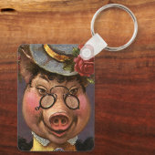  Humor, Gekke en grappig Victoriaans Lady Pig Sleutelhanger (Achterkant)