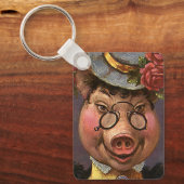  Humor, Gekke en grappig Victoriaans Lady Pig Sleutelhanger (Voorkant)