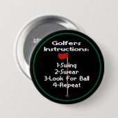 Humor Golfers Instructies Ronde Button 7,6 Cm (Voorkant /achterkant)