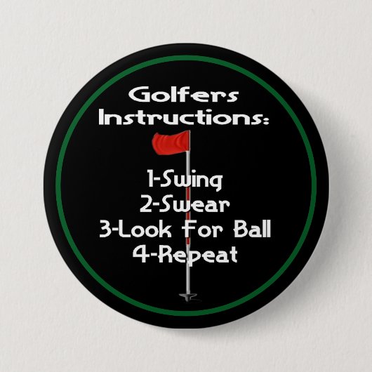 Humor Golfers Instructies Ronde Button 7,6 Cm (Voorkant)