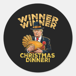 Humor Grappig Trump Winnaar Kerstdiner X Ronde Sticker
